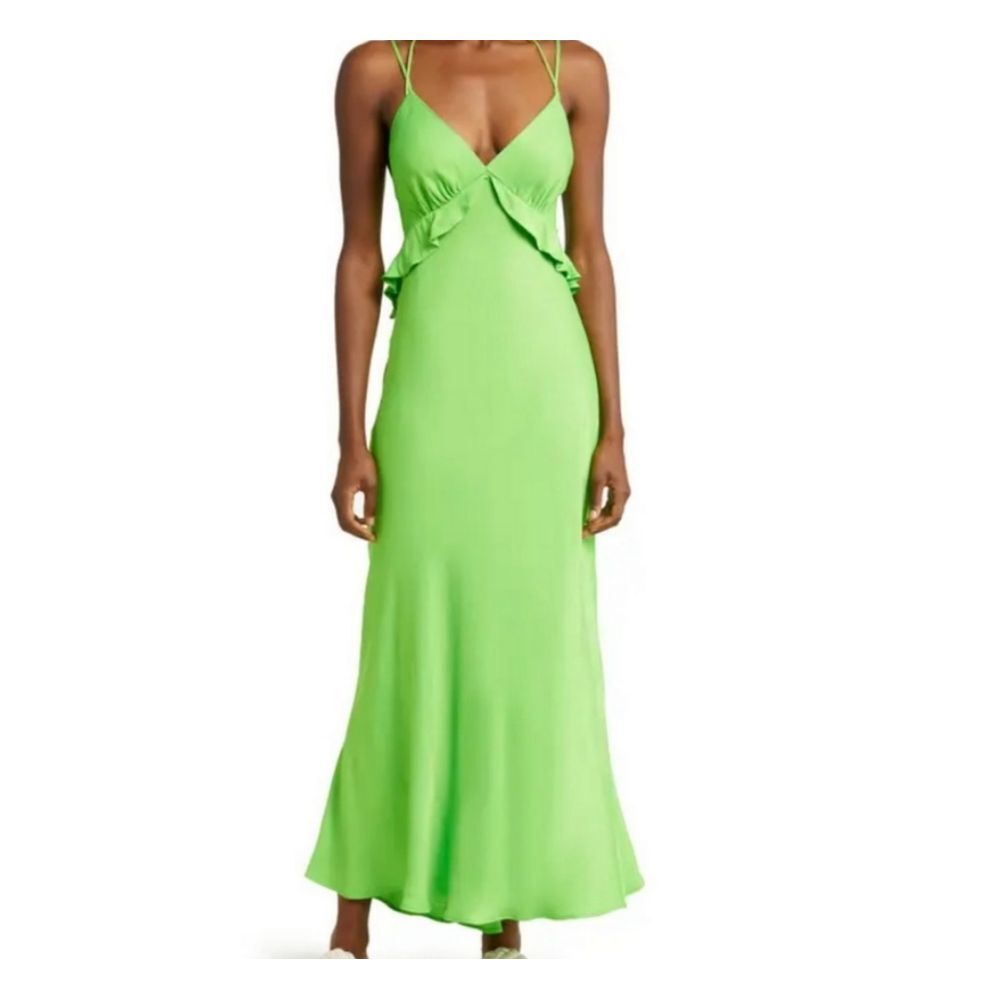 FARM Rio Lime Green Strappy Midi Dress